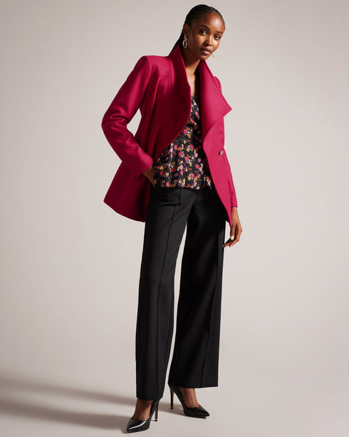 RYTAA-Outerwear-Formed from a sumptuous blend of wool and cashmere, the RYTAA coat will cocoon you in a layer of luxury. Featuring a high neck and waist tie belt, it helps you beat the elements in serious style. Wool-cashmere blend Wrap front Wait belt included Button fastening Hardware detailing at belt and collar Printed lining Our model is 5'9"/ 1.75m and wears a Ted size 2- Ted Baker Romania